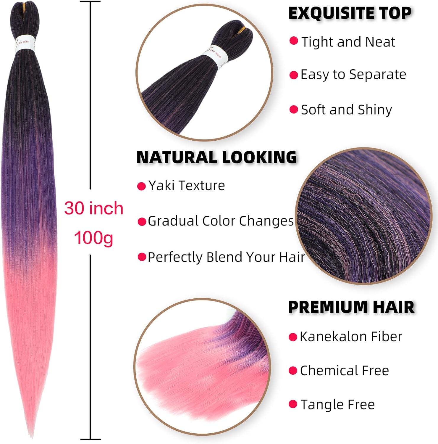 Rajout cheveux tressés - pré-étirés 30