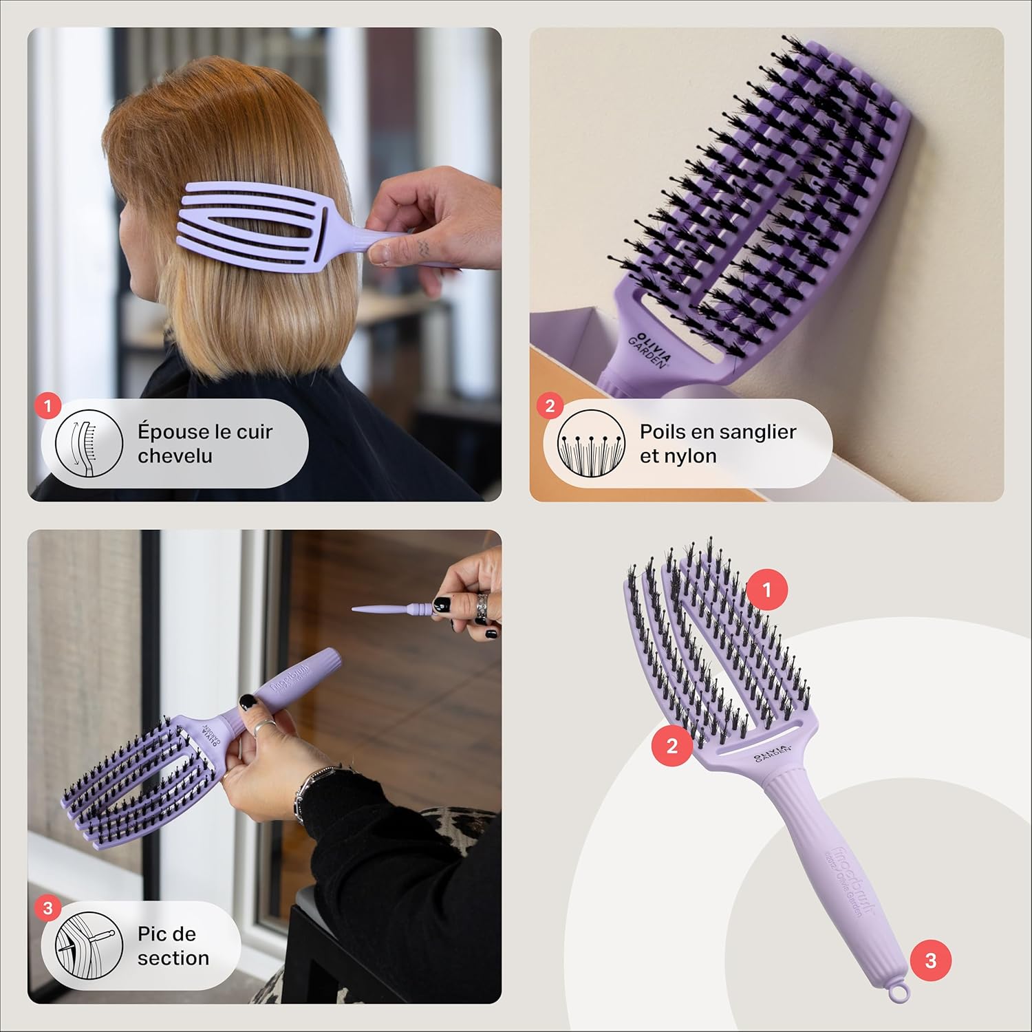 Olivia Garden - Fingerbrush Care Iconic - poils sanglier & nylon - Brushing lissant et brillant