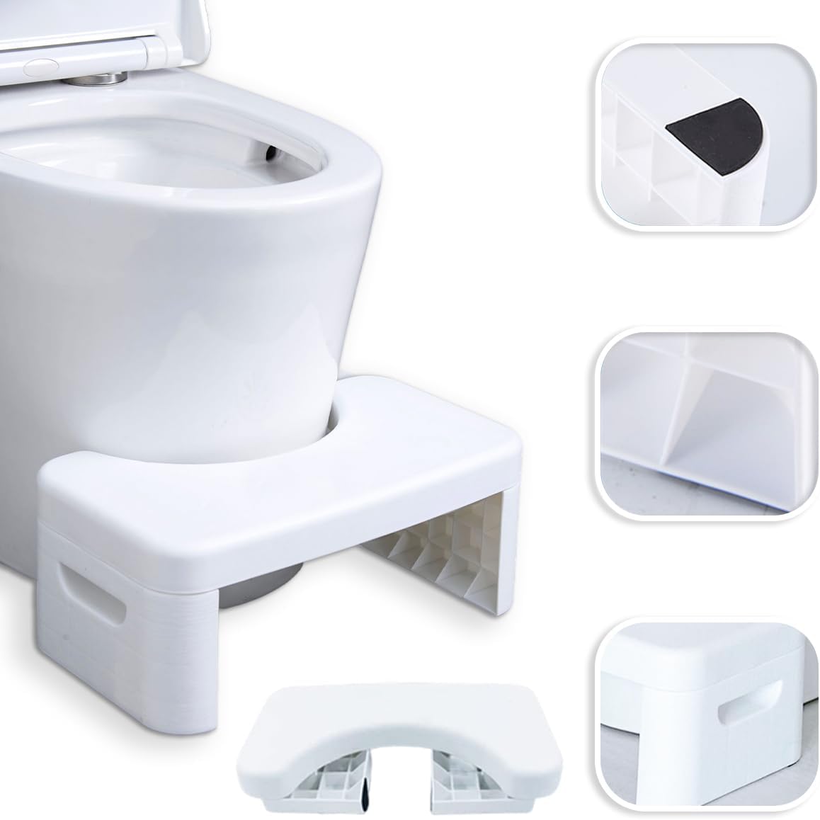 Tabouret de salle de bain - multifonction, compact, portable, blanc, robuste