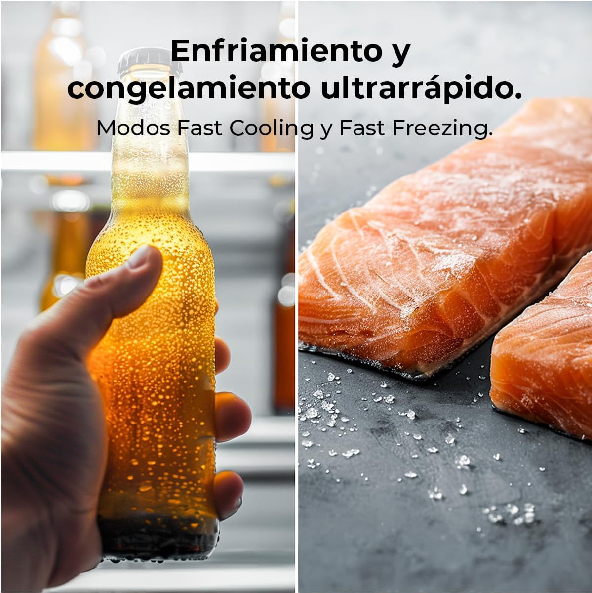 Cecotec - Bolero CoolMarket Combi 356 - 200x60 cm - verre, No Frost, faible conso - 356 White Glass D.