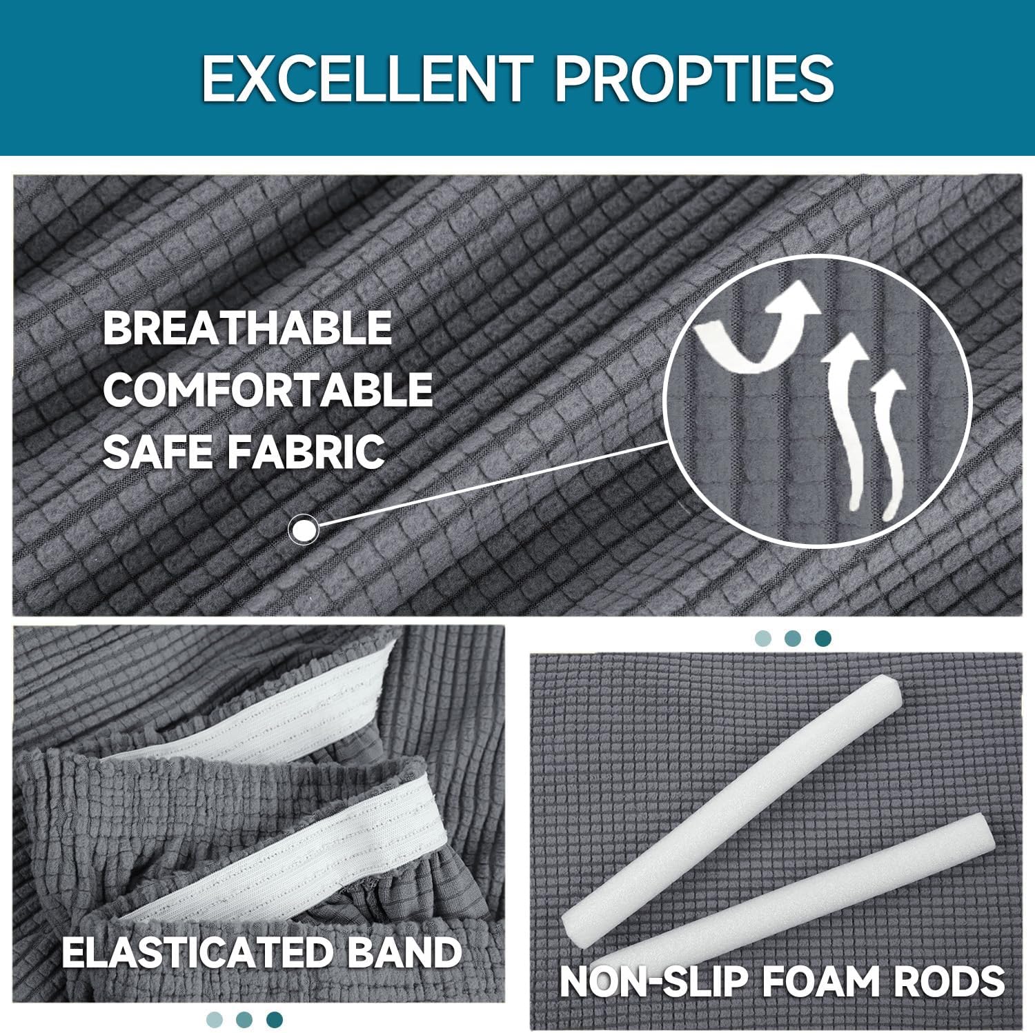 Housse de canapé 1 place - extensible, antidérapante, gris clair