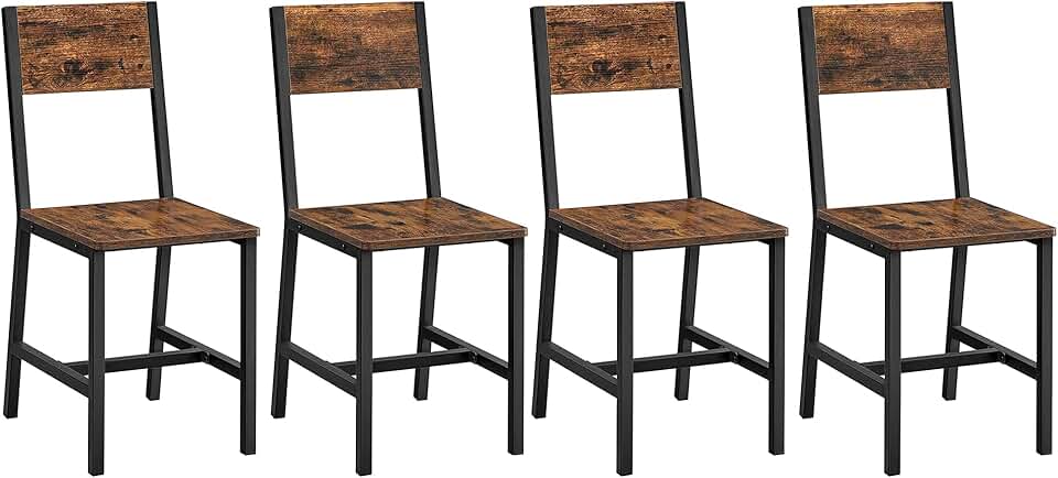 VASAGLE - chaises industrielles, lot de 4 acier, marron/noir, LDC093K02