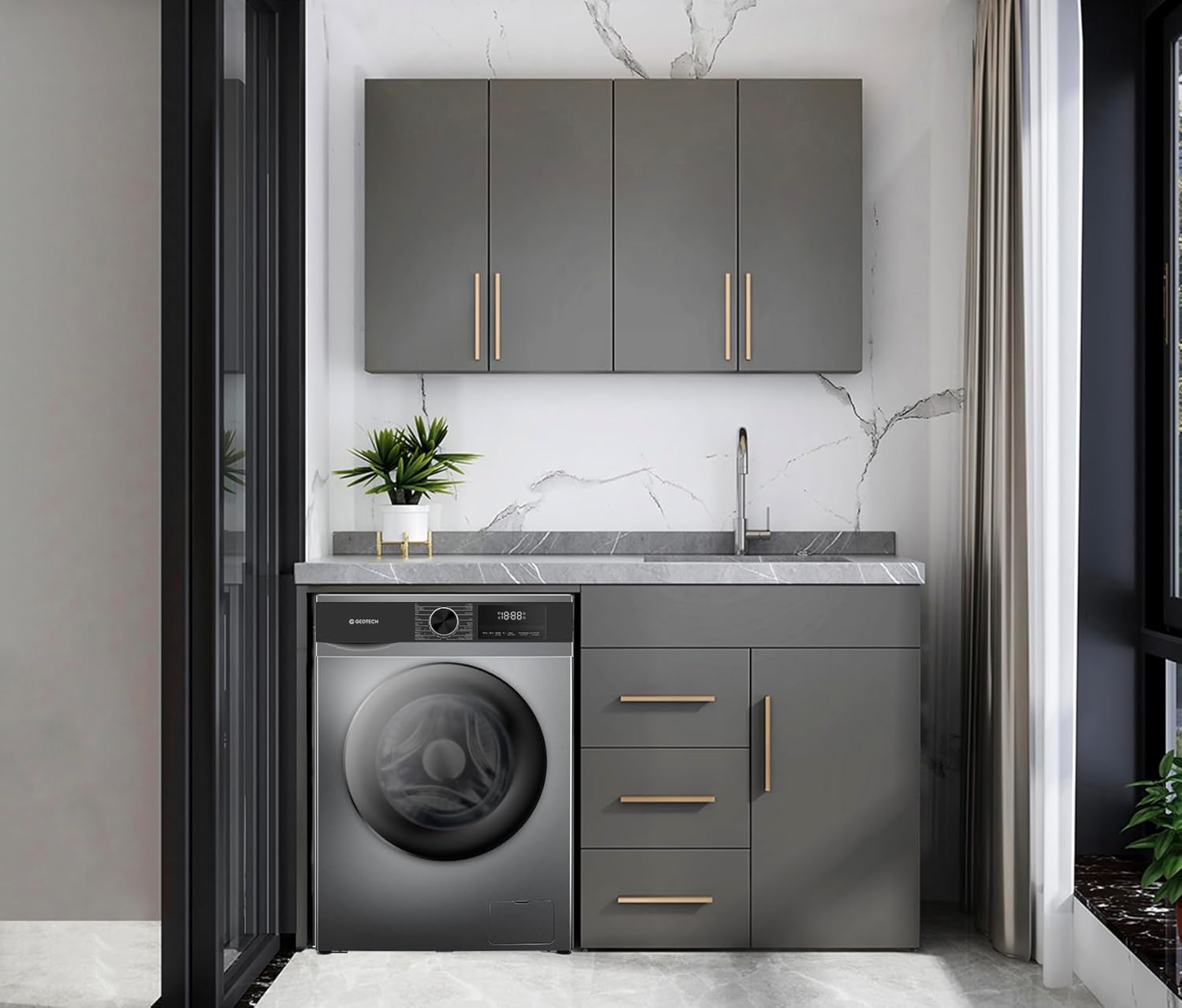 GEDTECH - Lave-linge frontal classe A, 12kg, 1400tr/min, 16 programmes, GLL121400DG