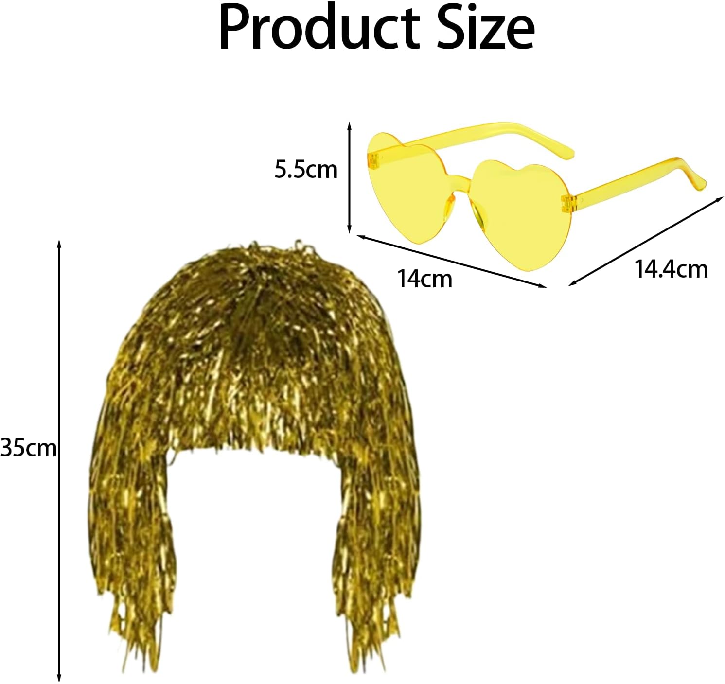 Perruque métallique - 6pcs brillantes - accessoires fête colorés - lunettes néon incluses