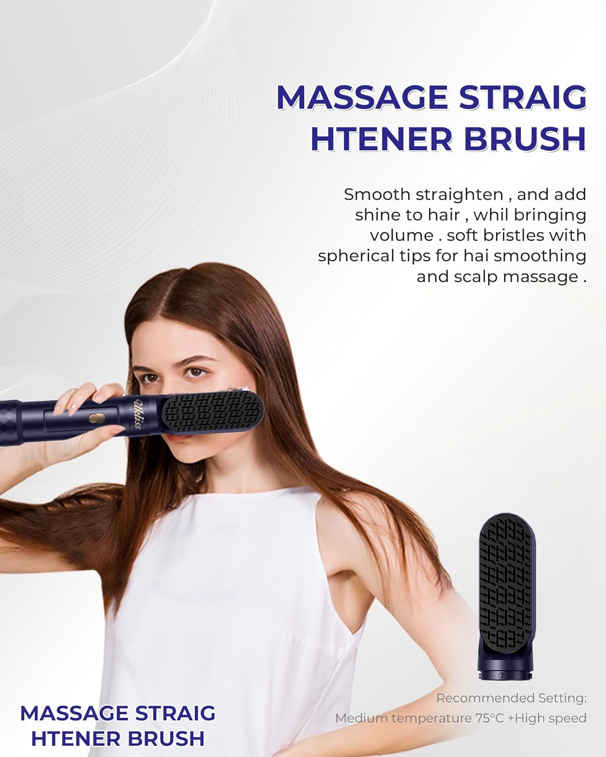 UKLISS - Air Styler 6 en 1 - sèche-cheveux brushing ionique, boucleur, lisseur, brosse chauffante - Gold Blu