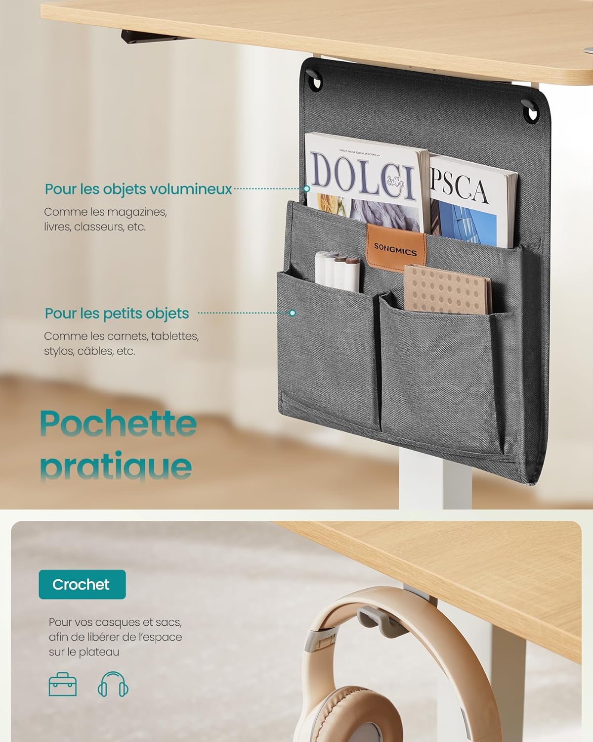 SONGMICS - bureau électrique assis-debout - 180x80 cm - 4 hauteurs mémoire LSD138YA01