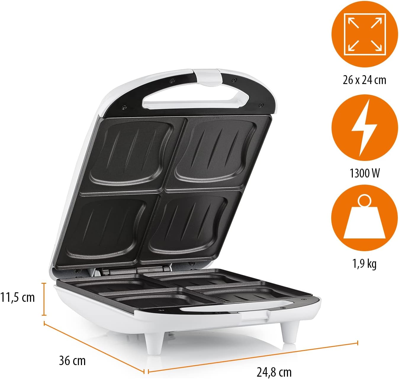 Tristar - SA-3065 - 4 sandwiches - revêtement antiadhésif, SA-3065