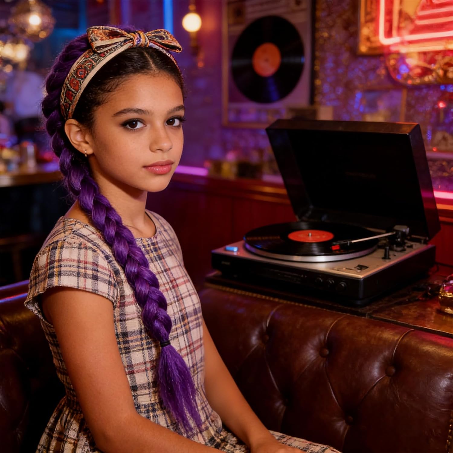 Extension de cheveux tressée violette 26