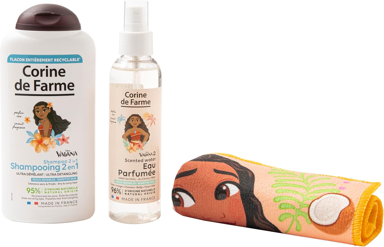 Corine de Farme - Coffret Vaiana - 150ml/300ml - Coco, 96% naturel, démêlant cheveux secs