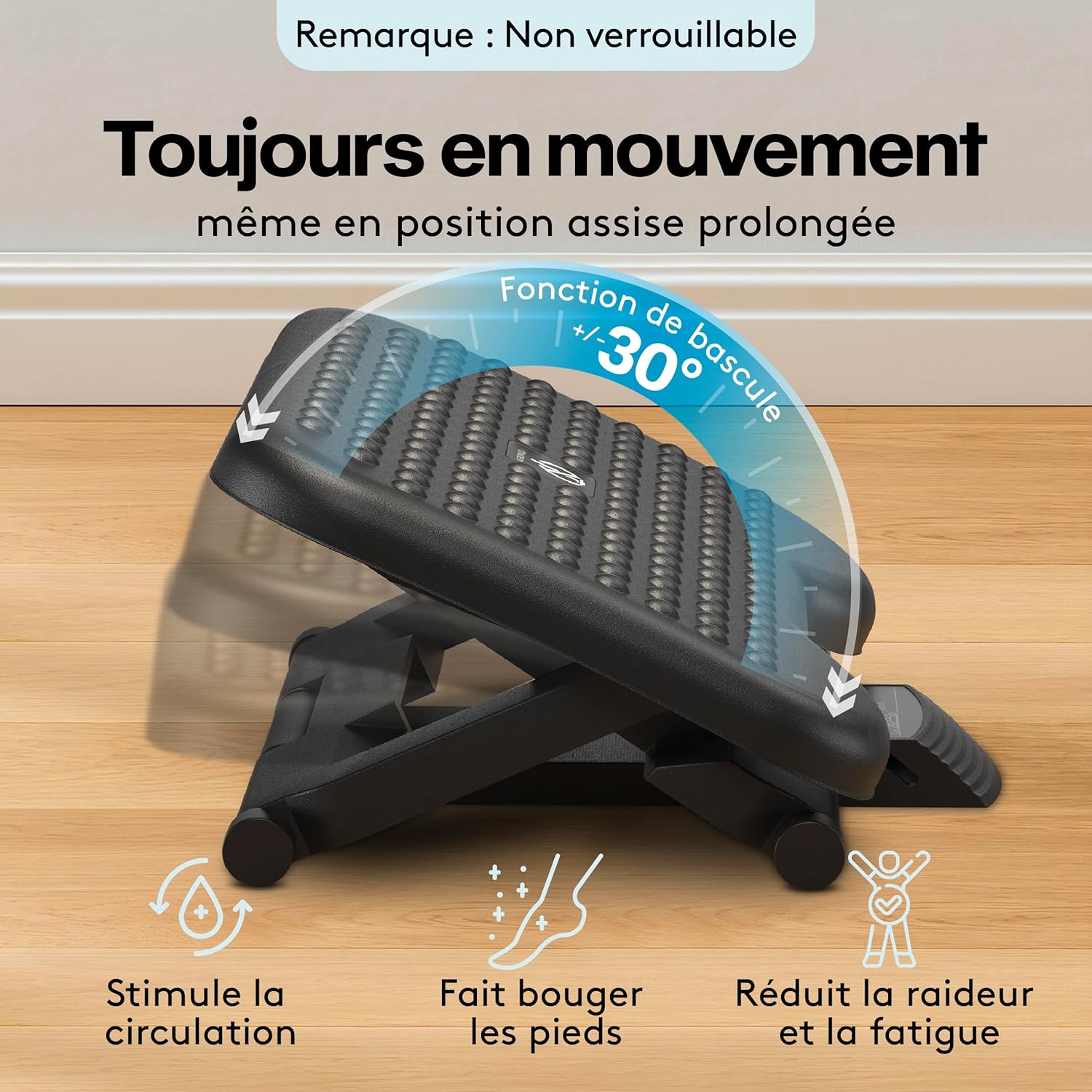 ACROPAQ - repose-pieds 3 hauteurs - inclinaison -30°/+30° - antidérapant, gris