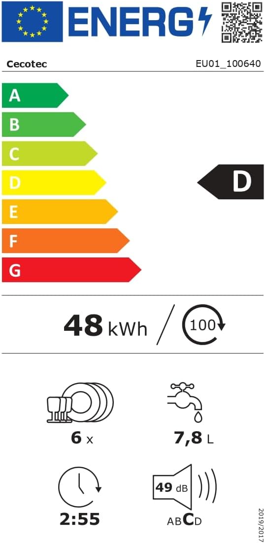 Cecotec - Bolero Aguazero 2500 - compact, 6 couverts, écran tactile, verre blanc - 2500 S-BI