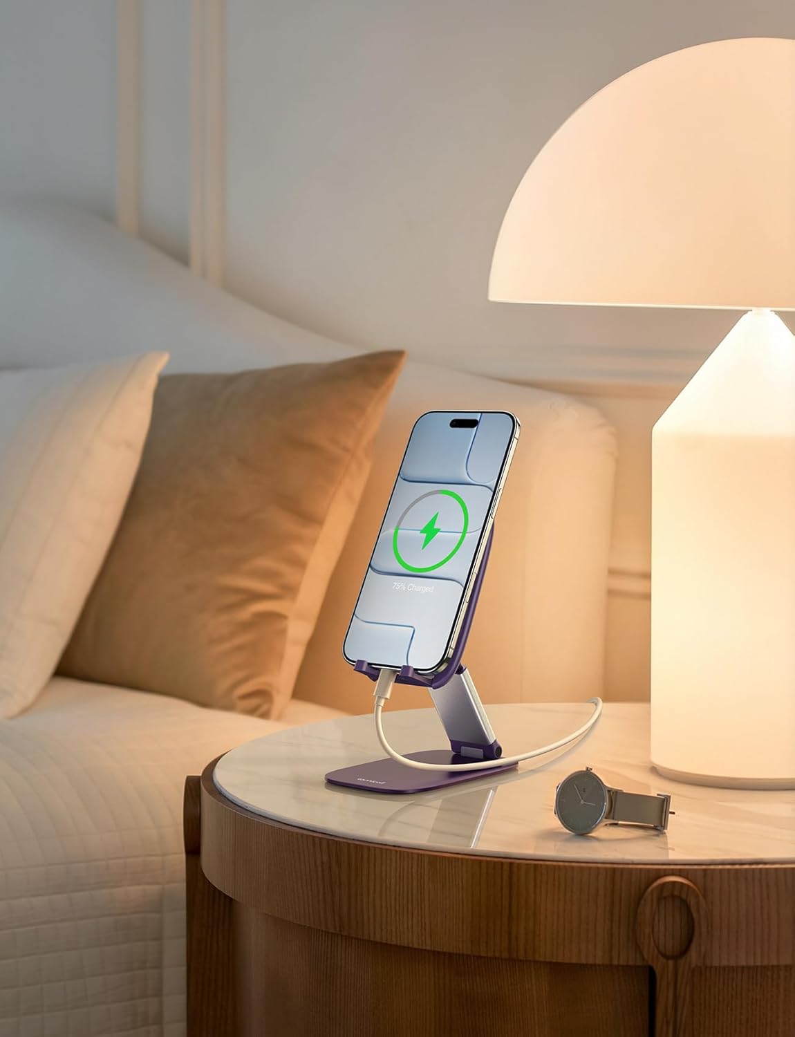 Lamicall - Support Téléphone Pliable - 15mm ultrafin, base métal, hauteur & angle réglables