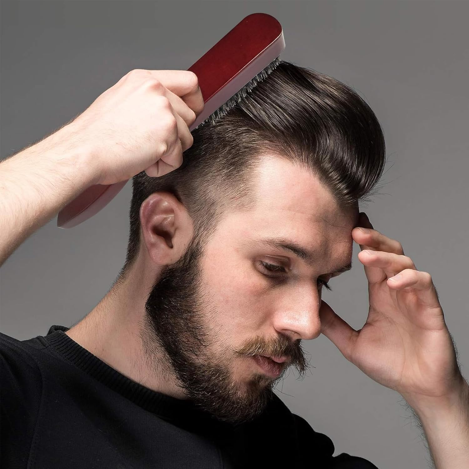 Brosse poils sanglier - cheveux/barbe - multi-types - spécial plaquage et chignon