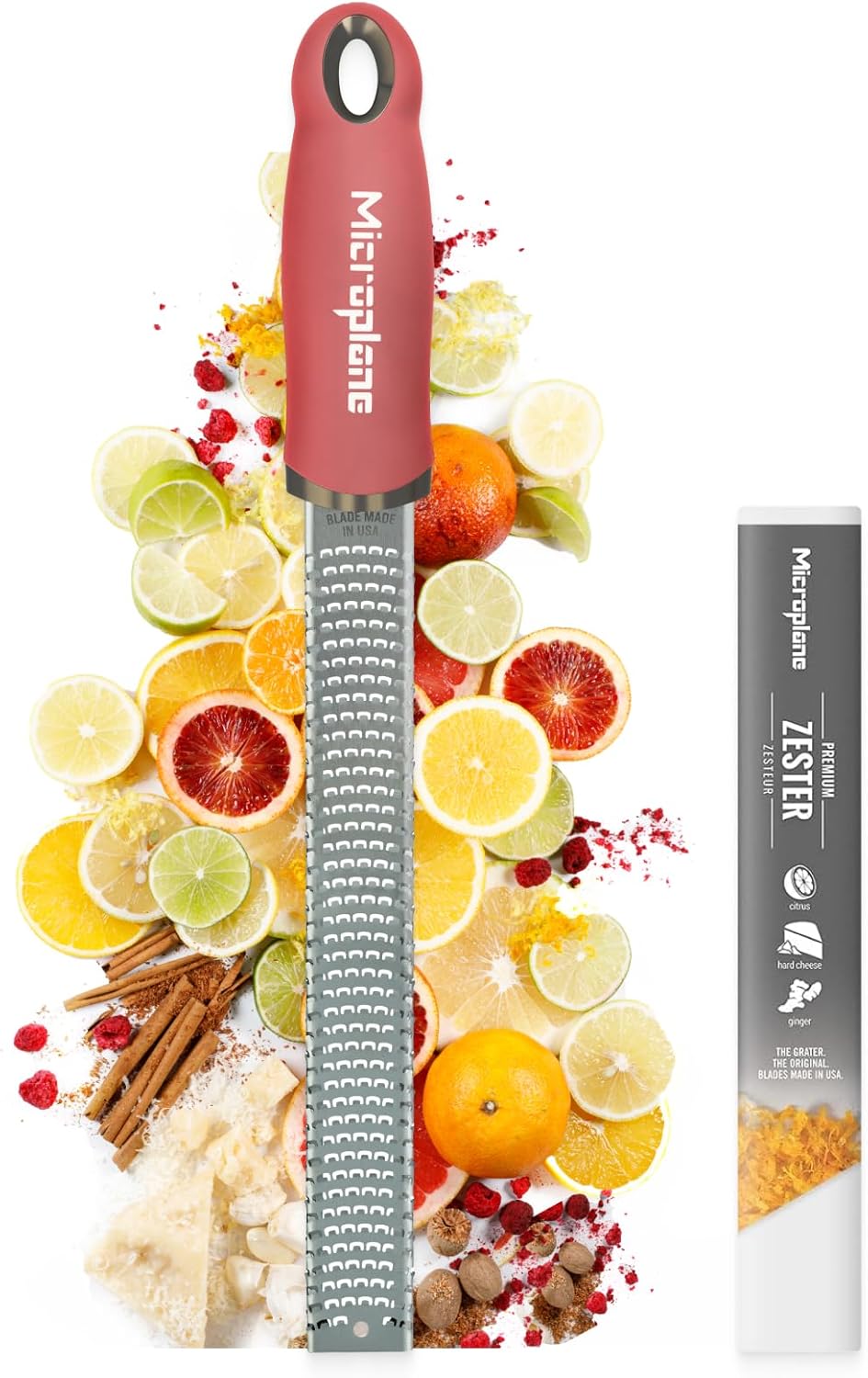Microplane - Râpe Zesteur Rose - lame fine - Agrumes, parmesan, USA