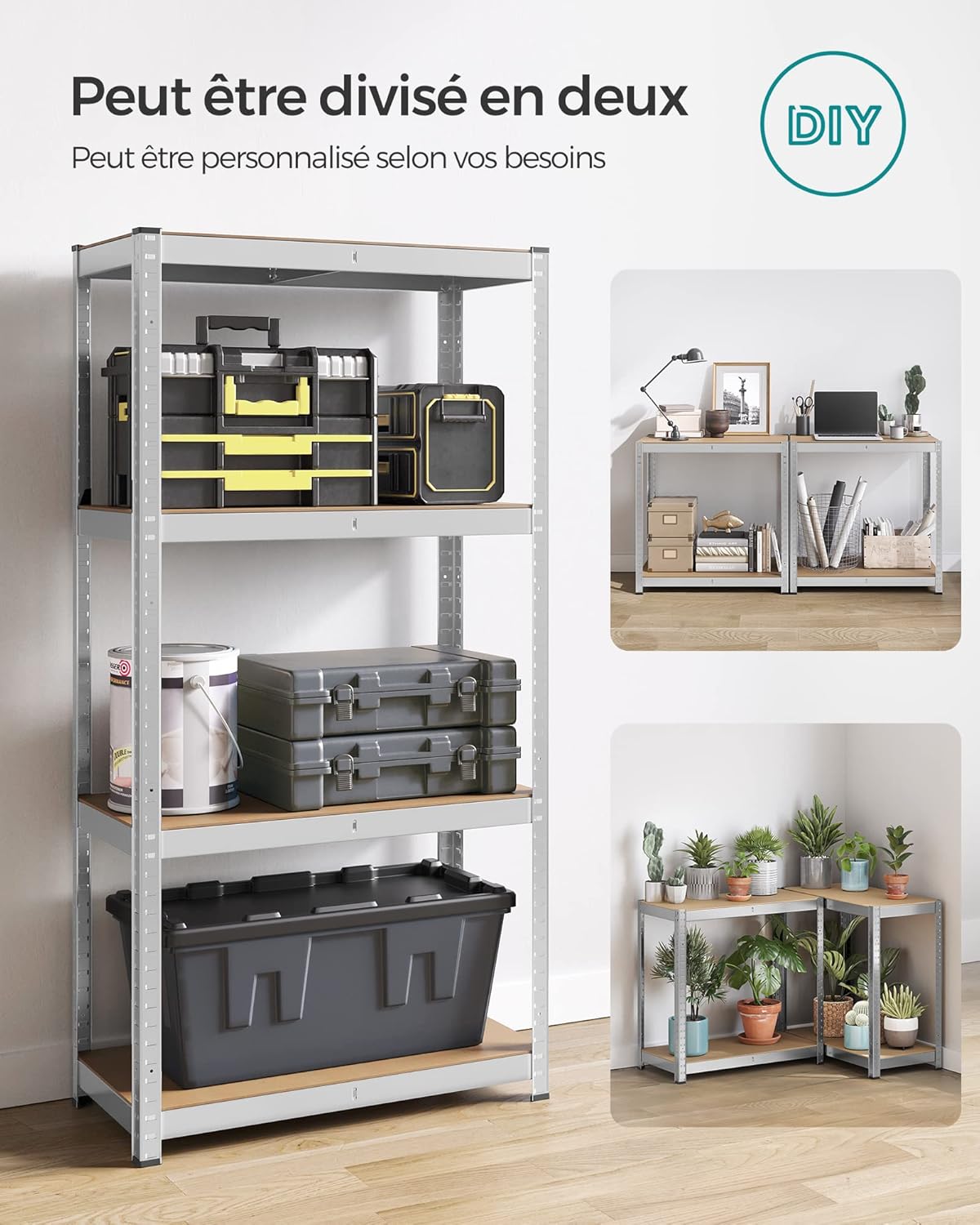 SONGMICS - étagère 4 niveaux - 40x80x160 cm - 520 kg, planches réglables, style industriel - GLR044E02