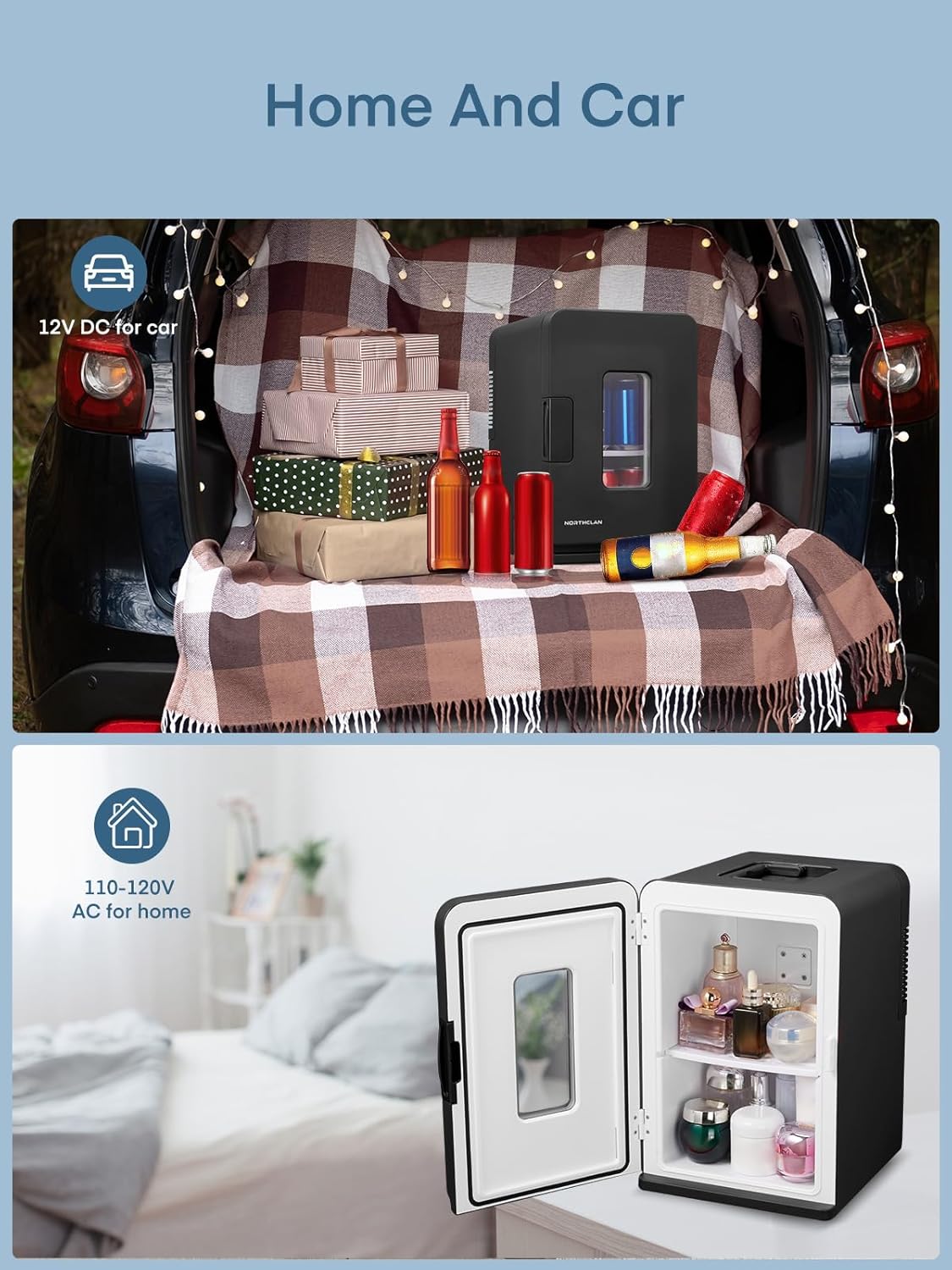 FOHERE - mini frigo portable 15L - chaud/froid, silencieux, 21 canettes