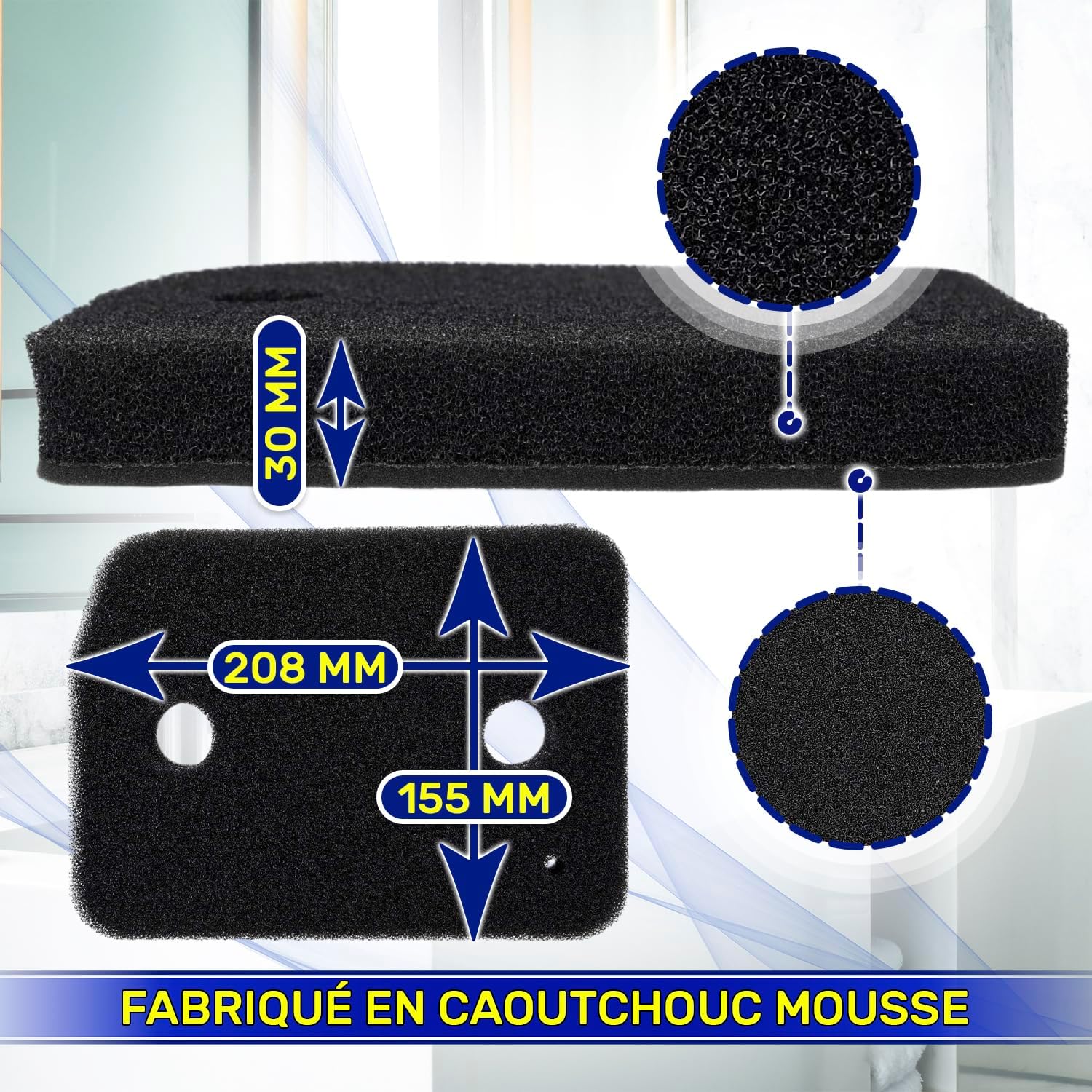 Filtre mousse sèche-linge - 208x155x30mm - compatible Miele 9164761