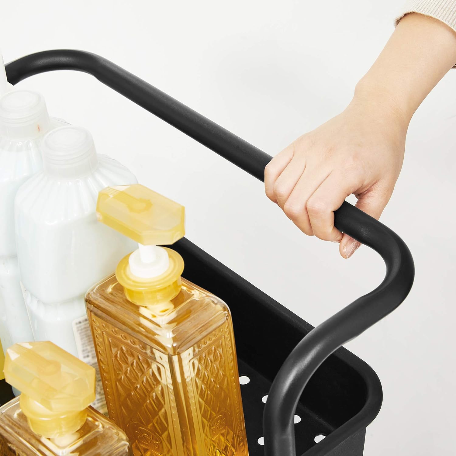 SONGMICS - Chariot roulant 3 niveaux acier/plastique, poignée, organisateurs, noir - BSC067B01