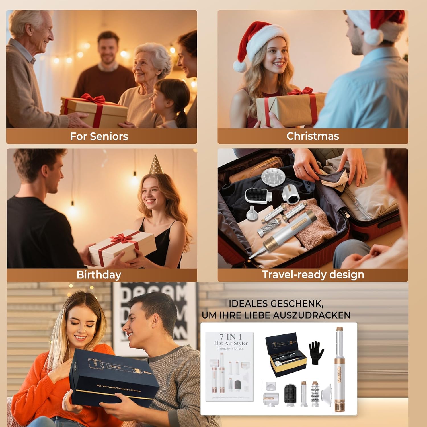 UKLISS - Air Styler Pro 7-en-1 - 1400W, brushing, boucleur autom.