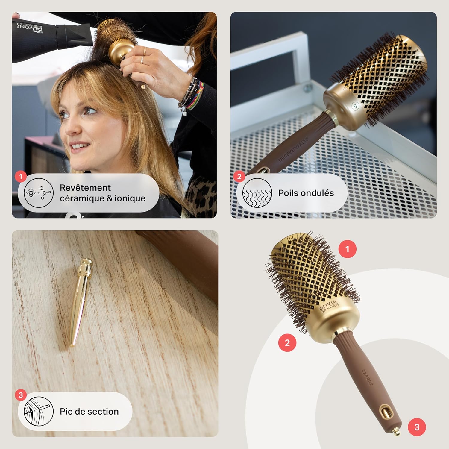 Olivia Garden - Expert Blowout Shine - ronde céramique antistatique - brushing sans frisottis