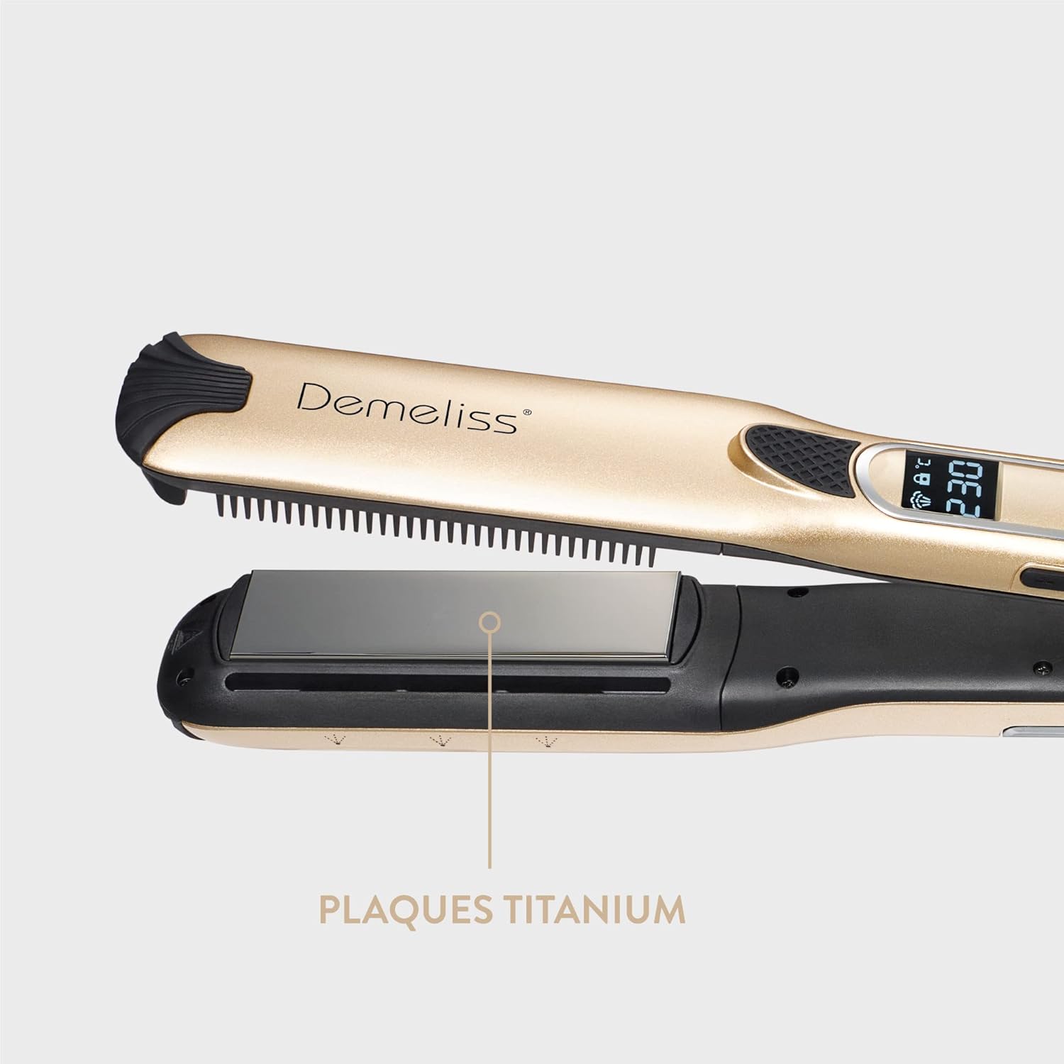 Demeliss - Titanium V2.0 - plaques fines, vapeur puissante, 2en1 lisseur/boucleur