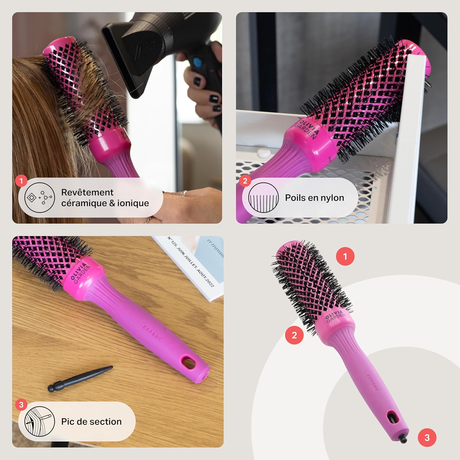 Olivia Garden - Expert Blowout Shine - céramique antistatique, brushing sans frisottis