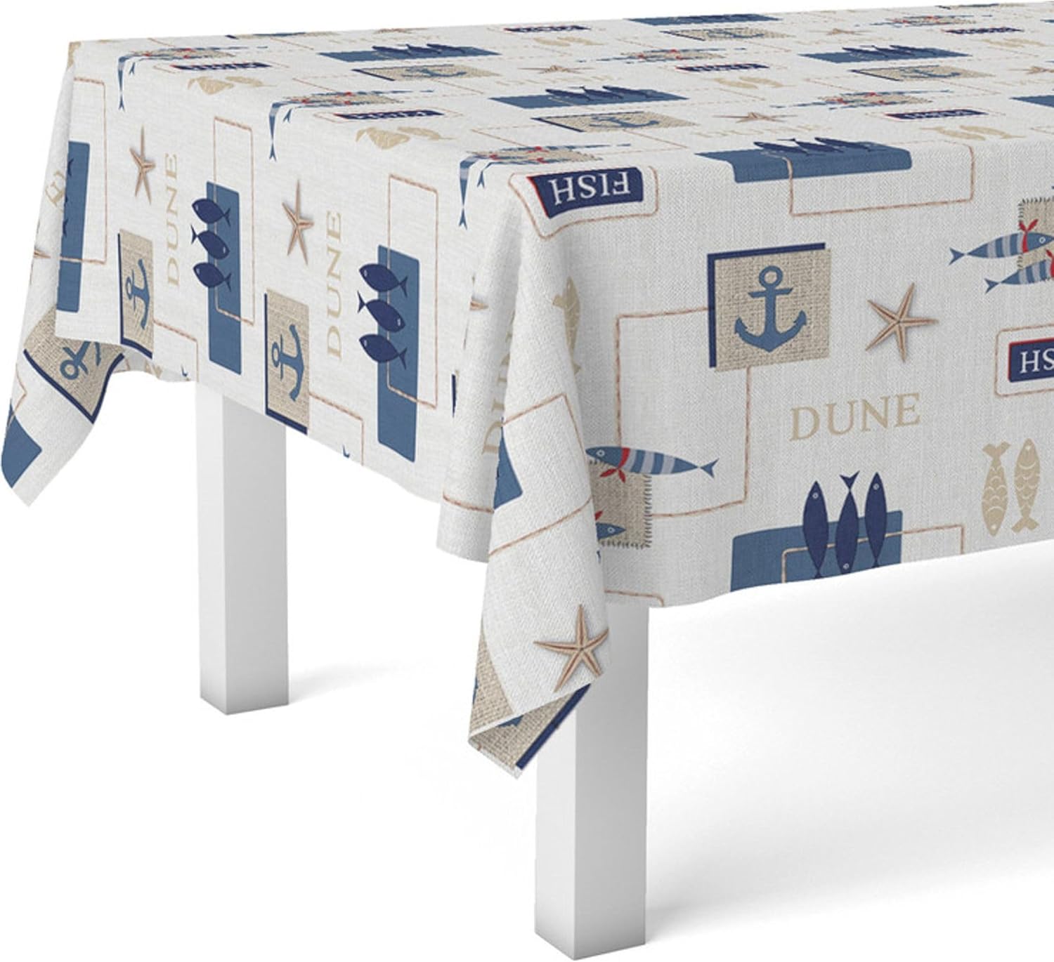Nappe en toile cirée - rectangulaire 240x140 cm - anti-taches, imperméable, entretien facile, coloris bleu Sea