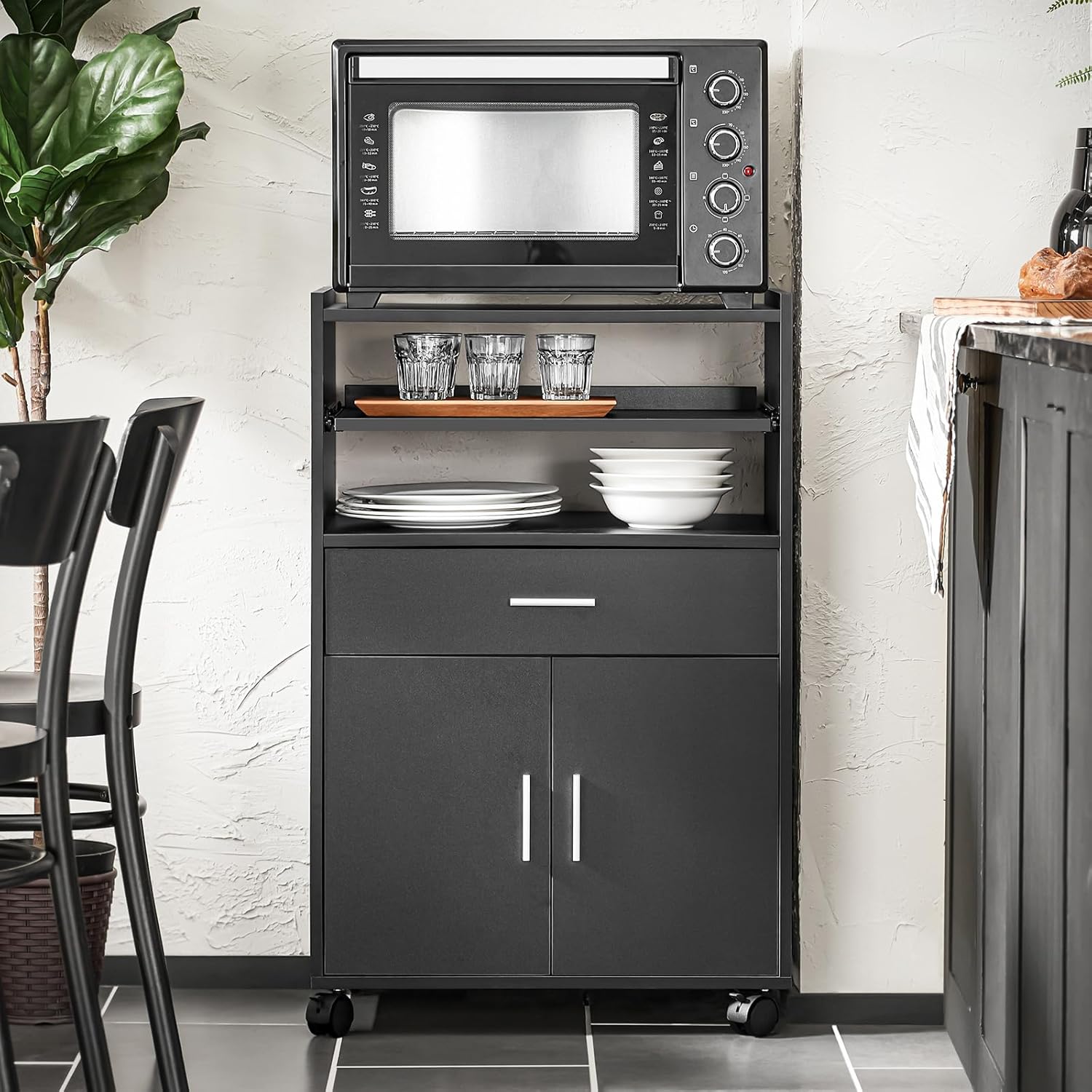 SoBuy - Chariot cuisine extensible, 92x59x40 cm, rangement, FSB09-SCH