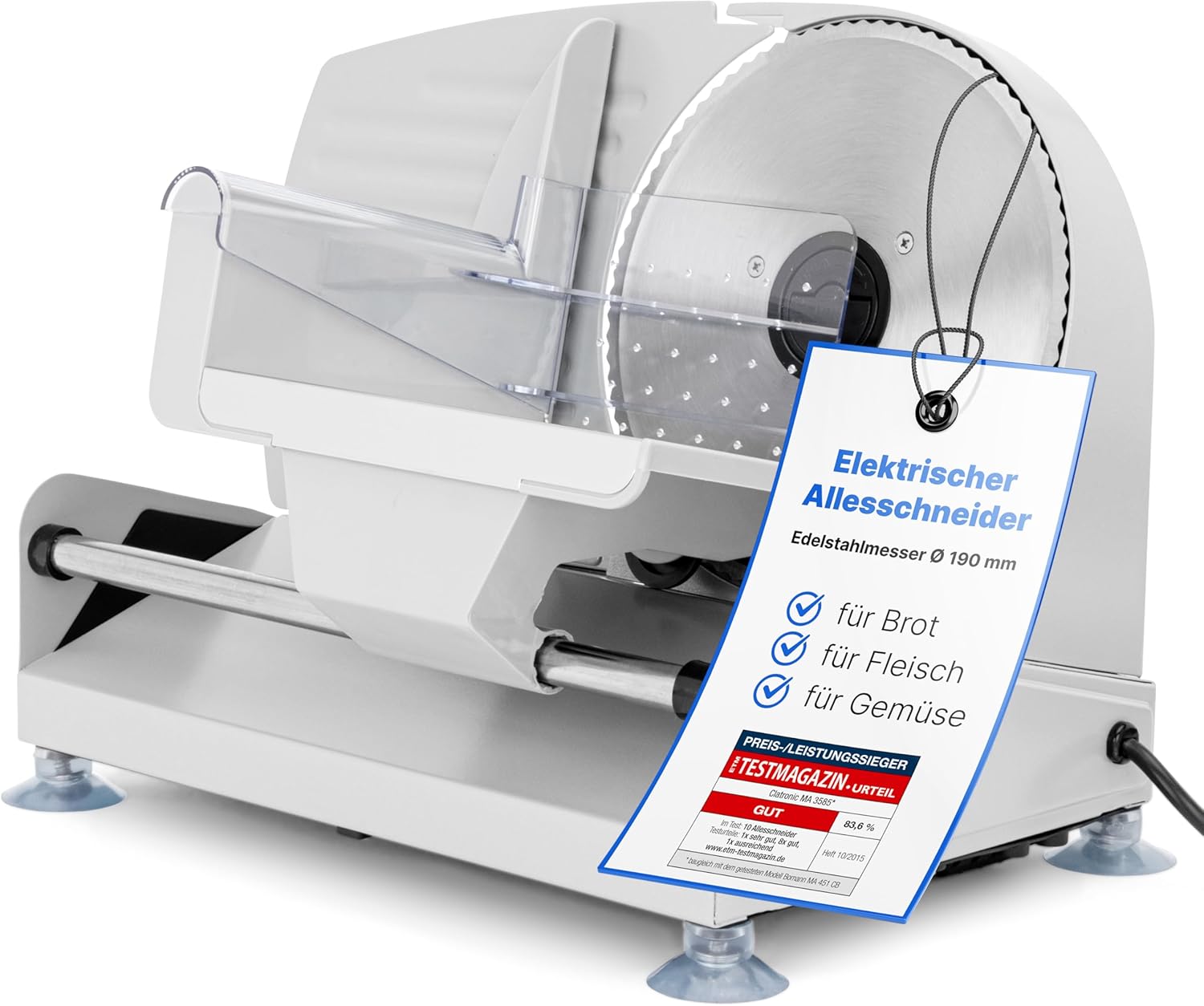 Clatronic - trancheuse universelle MA 3585 - lame 190 mm inox, épaisseur réglable, 150W