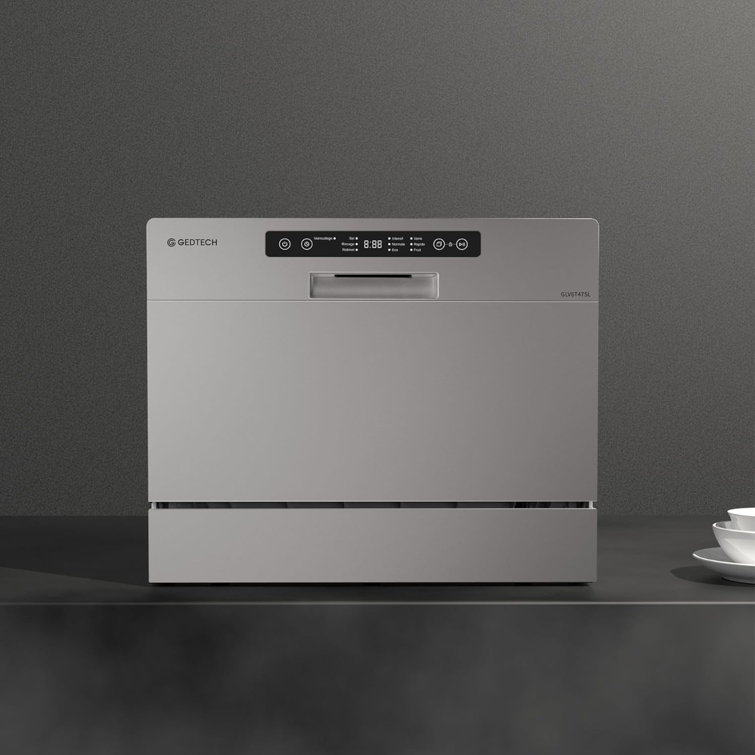 GEDTECH - Lave-vaisselle compact 6 couverts, 47 dB, départ différé, GLV6T47SL