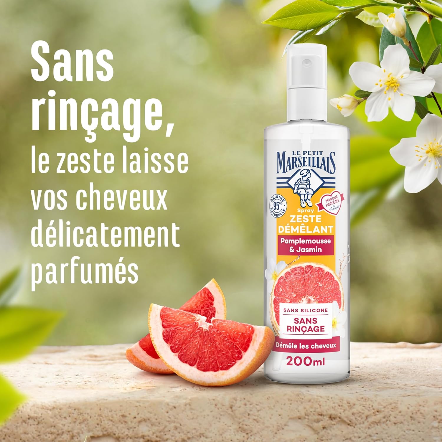 Le Petit Marseillais - Spray Démêlant Zeste - 200ml - soin sans rinçage, 95% naturel