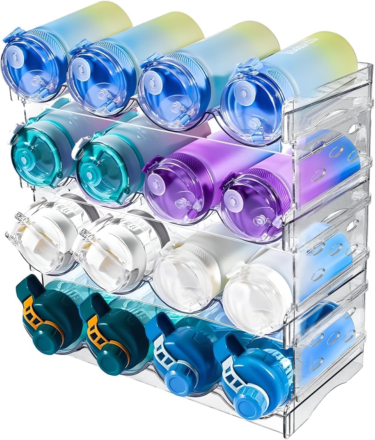 Range-bouteilles empilable - 4 pièces - plastique - 16 bouteilles, rangement frigo