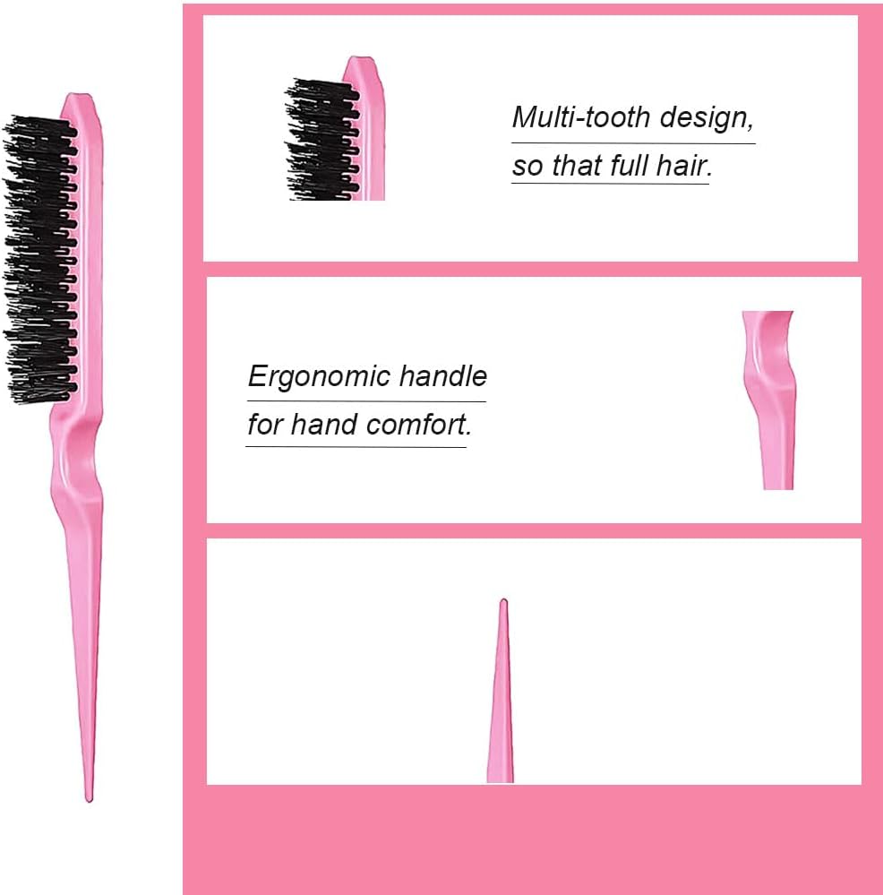 Peignes à cheveux - double bord rose - lot de 3 - usage maison coiffeur