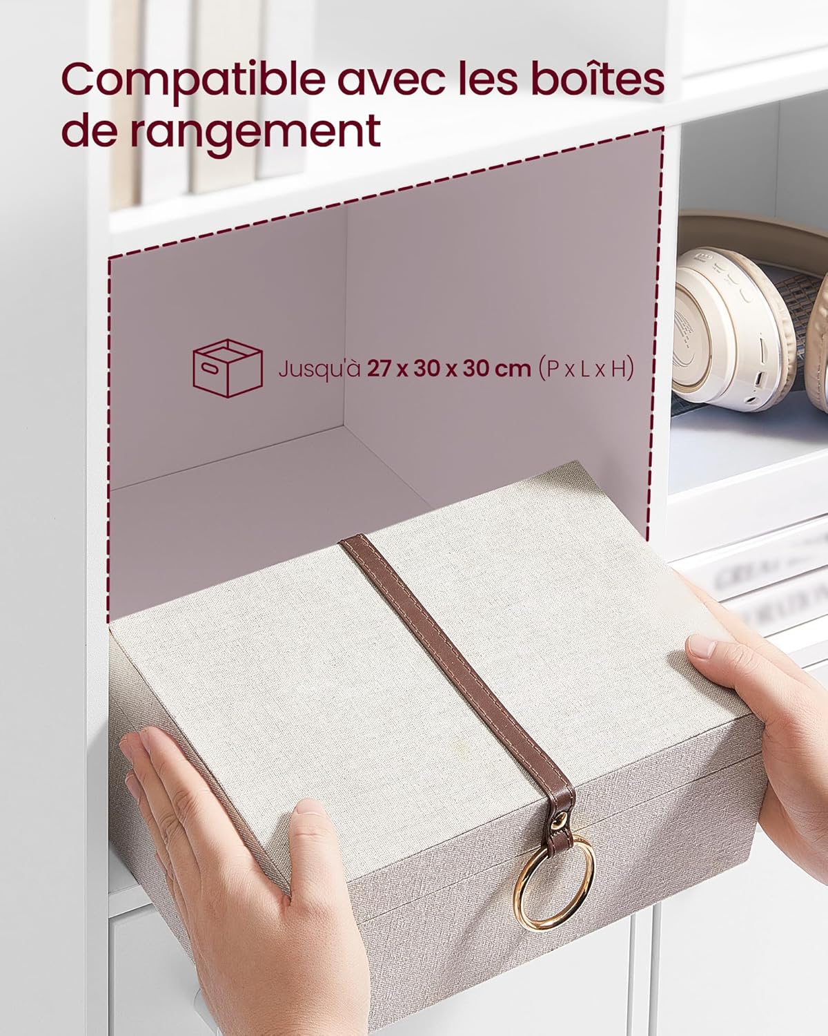 VASAGLE - Bibliothèque (serie LB) - 29x65,8x130cm - 4 niveaux, 2 placards, blanc LBC508WB01