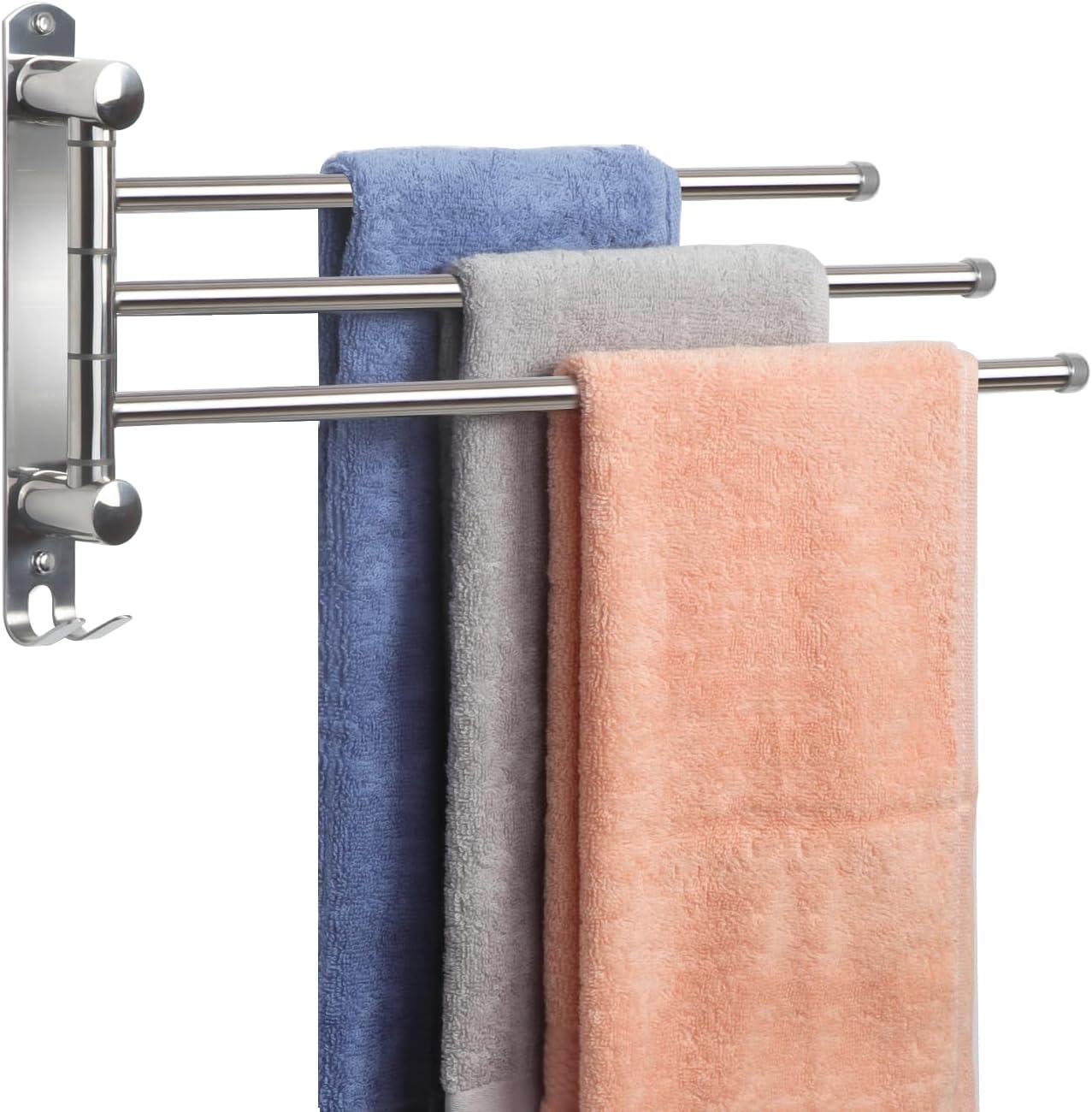 JSVER - Porte-serviettes 3 barres 180° inox 40cm - gain de place