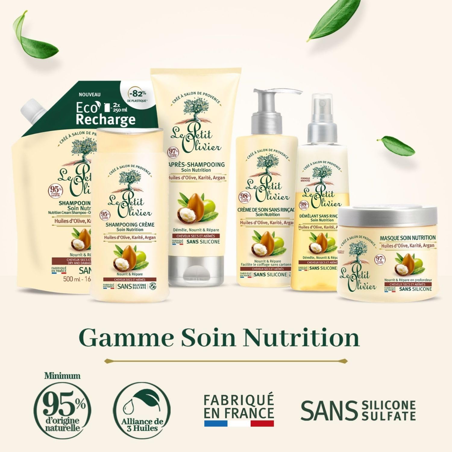 Le Petit Olivier - Spray démêlant nutrition 150ml - huiles naturelles, sans silicone, cheveux secs