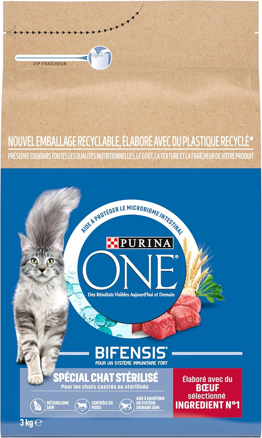 Purina One - Bifensis Croquettes Chat Stérilisé 4x3kg - Immunité, microbiome, système urinaire sain