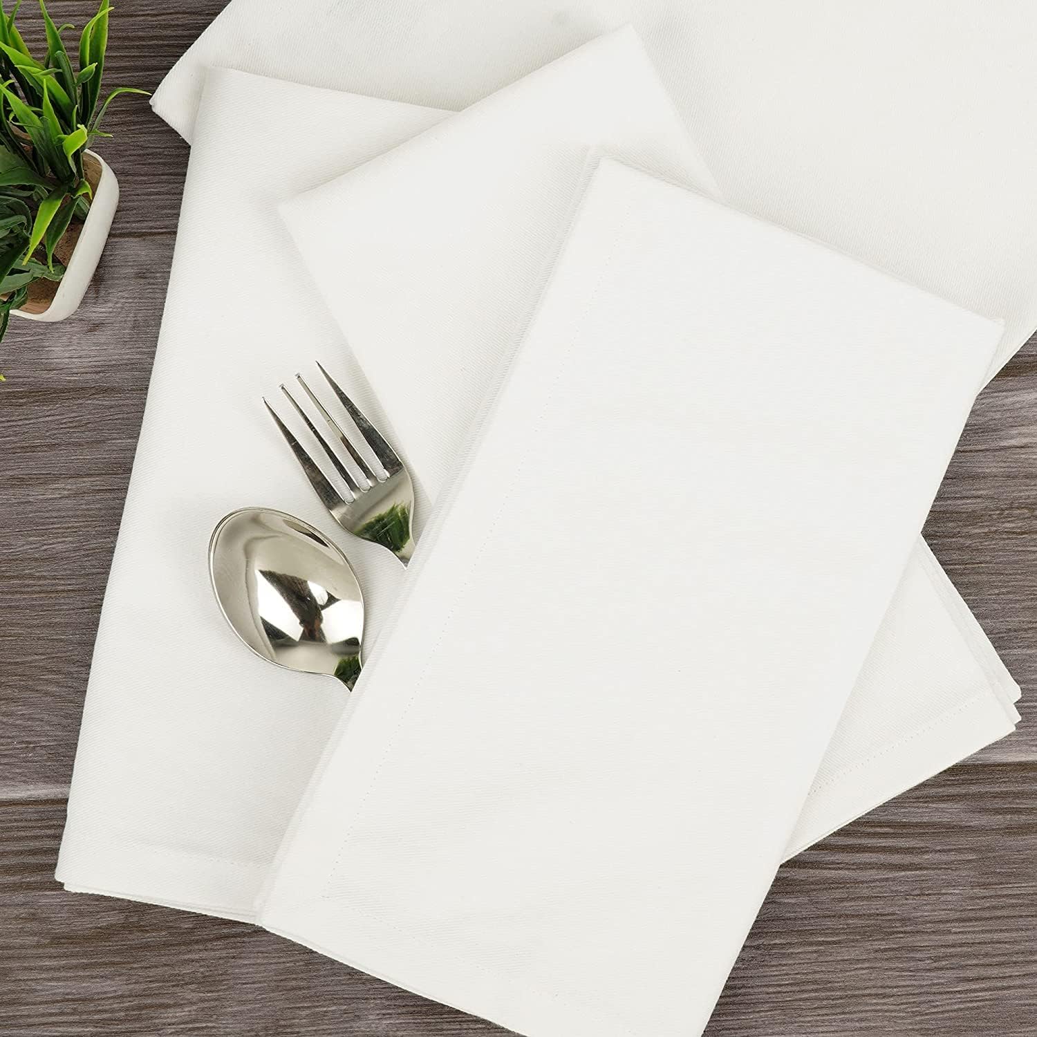 Sweet Needle - Serviettes de Table Cotton Oversize 45x45cm - Lot de 12, tissu épais, coins arrondis