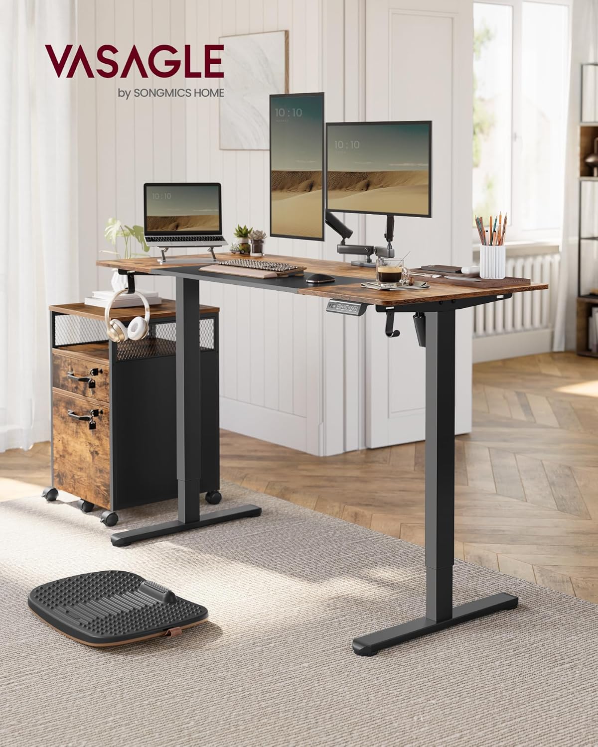 VASAGLE - cadre bureau réglable, acier, 3 mémoires, noir, LSD021B01V2