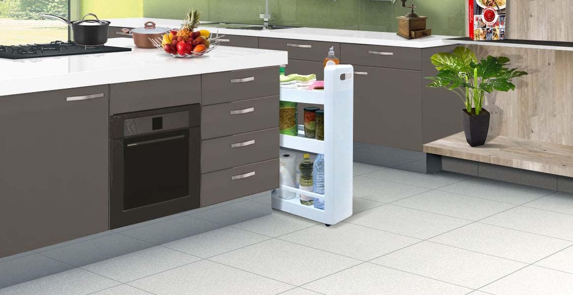 EDA - Desserte Mobilio 3 étagères, 60x22x79cm, polypropylène blanc, EDA10495BLPX25