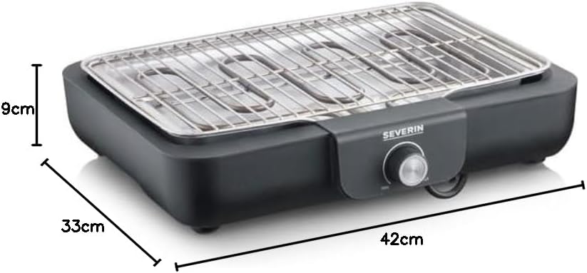 SEVERIN - Barbecue de Table - 37x29 cm - 2300W, grille inox, bac à eau