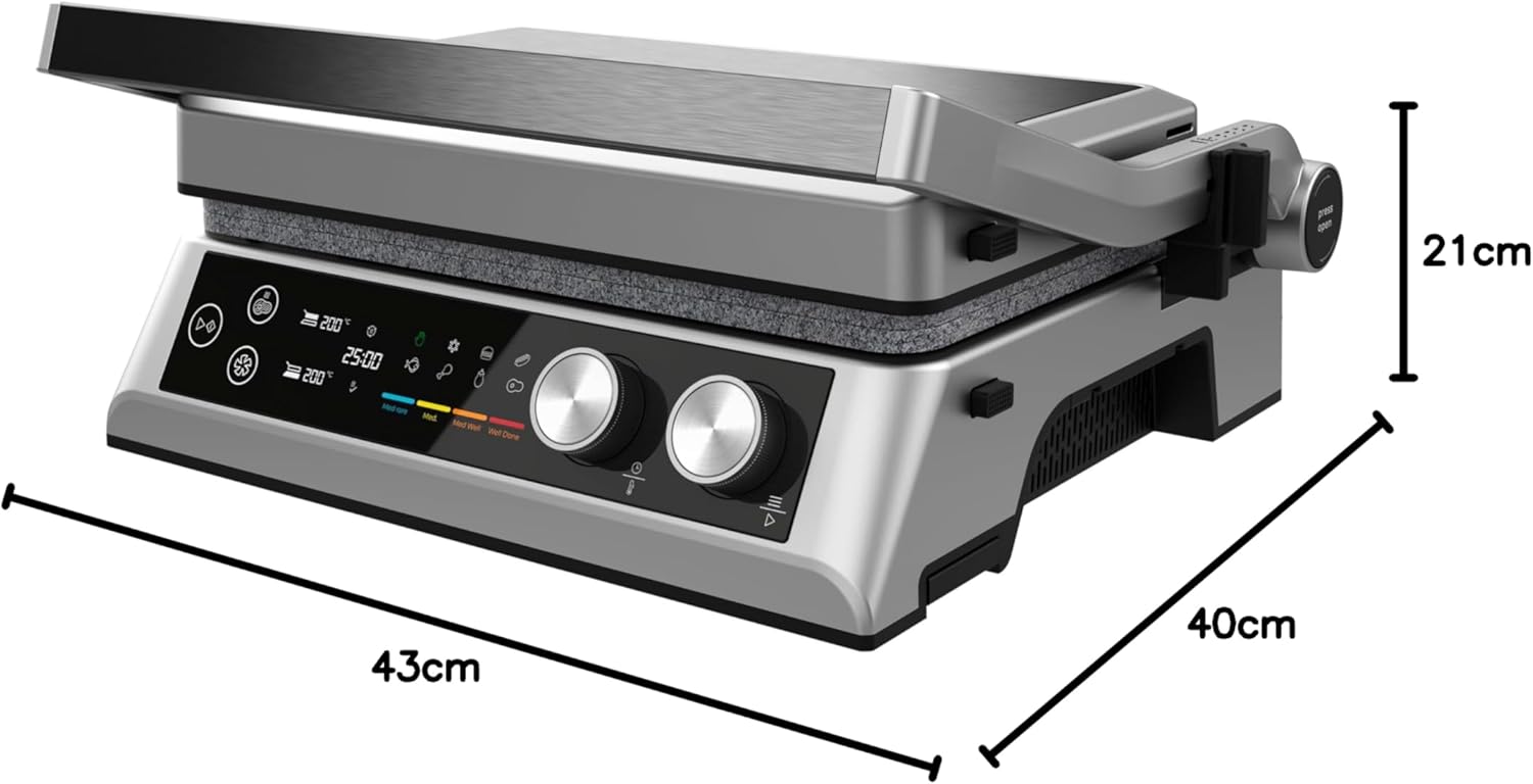 Cecotec - Rockn'Grill Bistro - grille électrique, 2400W, plaques indépendantes, cuisson saine