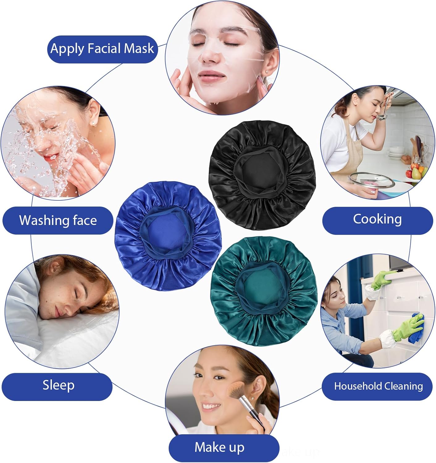 Bonnet Satin Cheveux Nuit - élastique - soin cheveux, protection nocturne