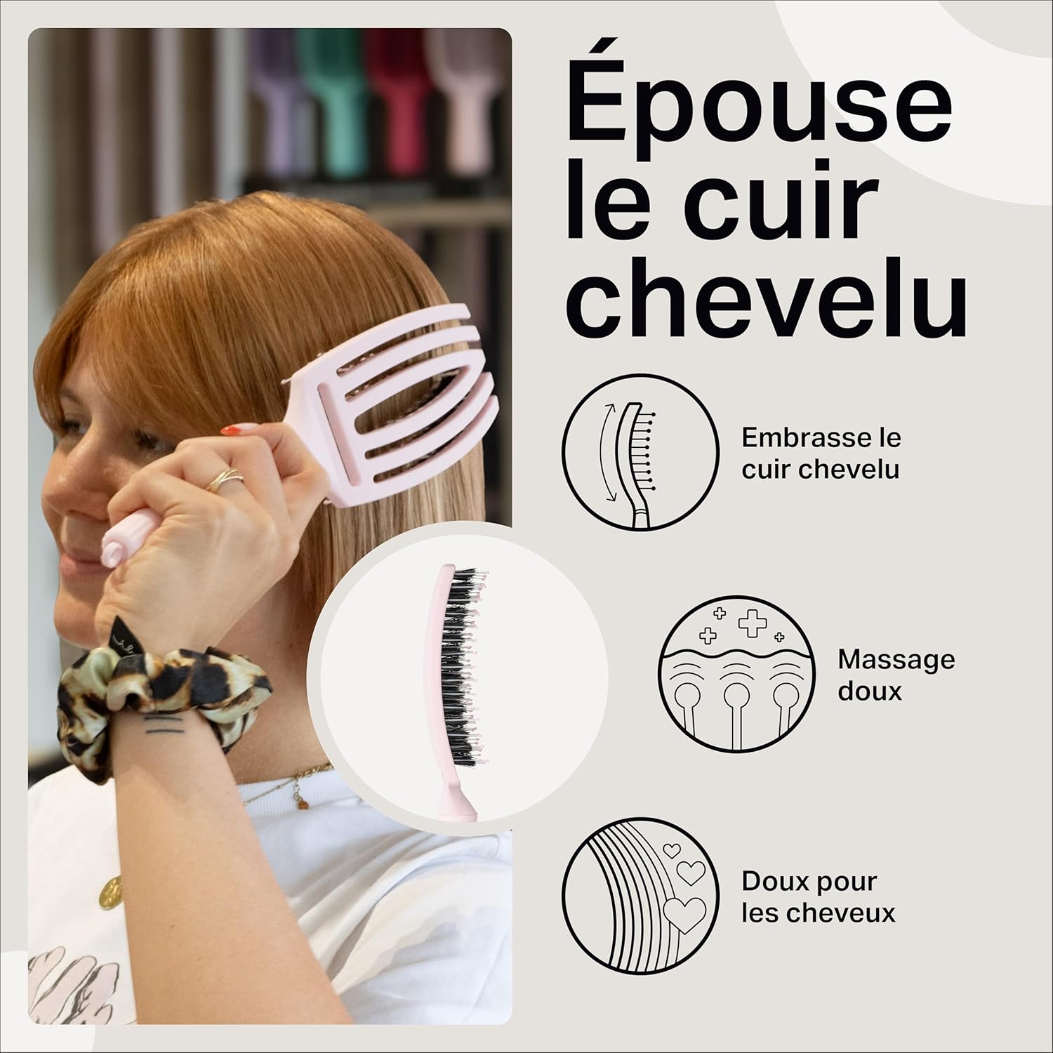 Olivia Garden - Fingerbrush Care Iconic - brosse démêlante sanglier/nylon - brillance et coiffage lisse