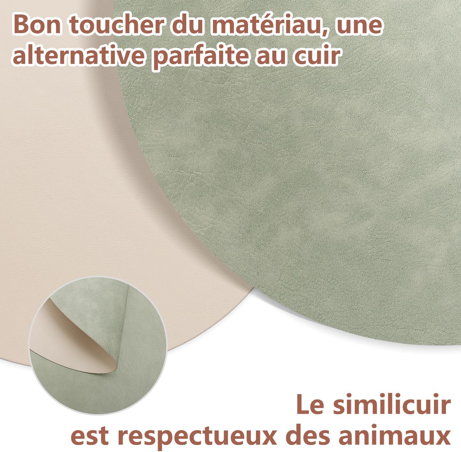 Set de table - rond double face cuir PU - 36x36cm - lavable et antidérapant