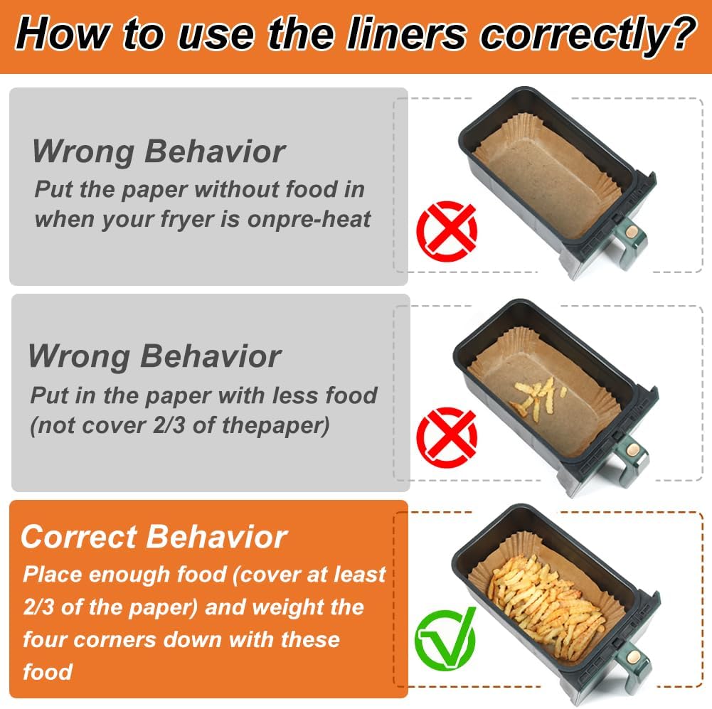 BYKITCHEN - Papier cuisson airfryer, 5,2/3,1L, lot 100pcs, EZ9018