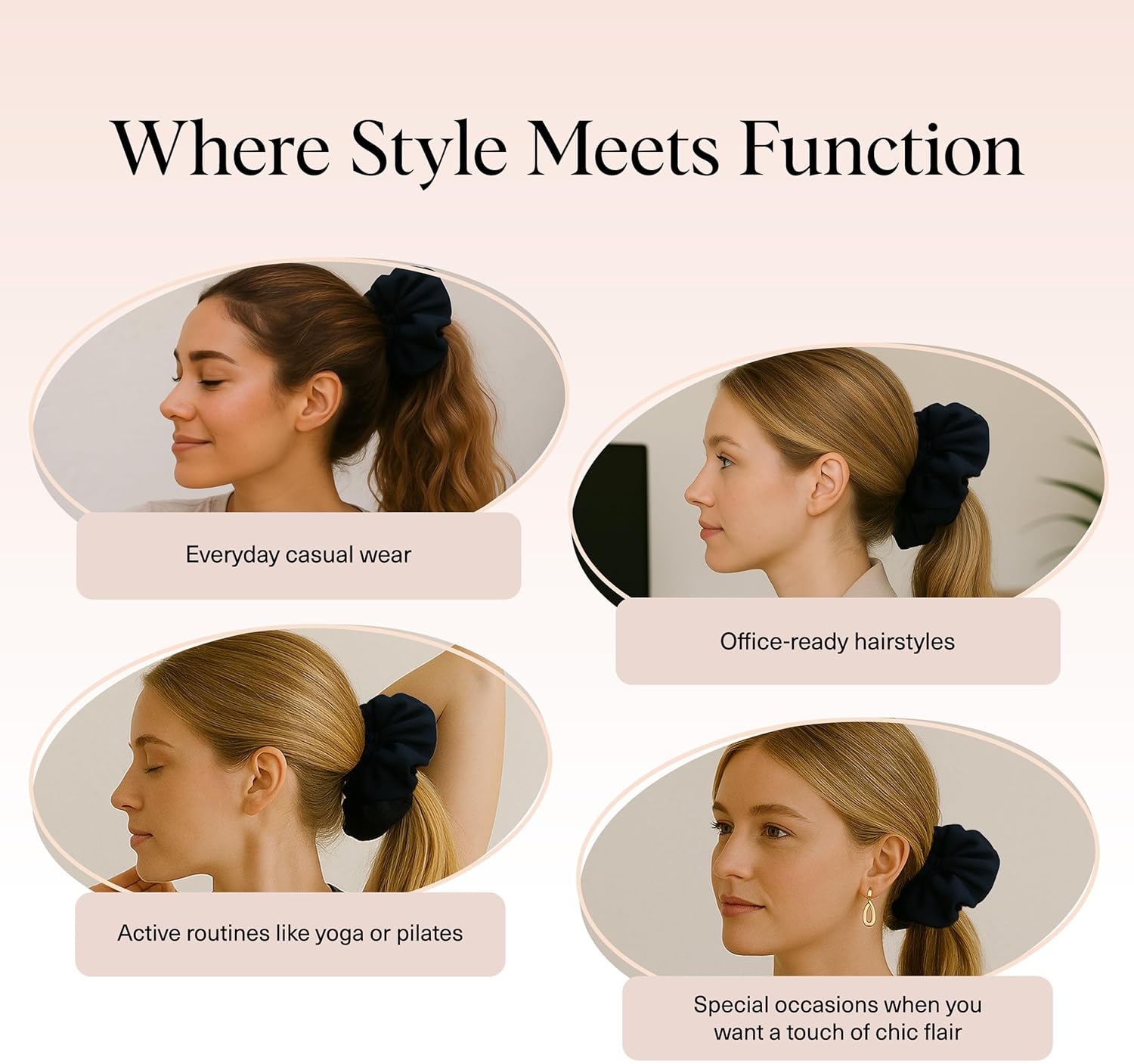 Kitsch - lot de 2 chouchous satin recyclé - surdimensionnés - noir et chocolat, élastiques éco-responsables