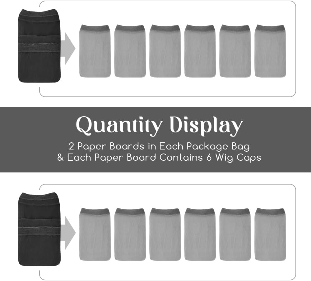 Dreamlover - Bonnet perruque HD ultra-fin - noir - 12 pièces, respirant