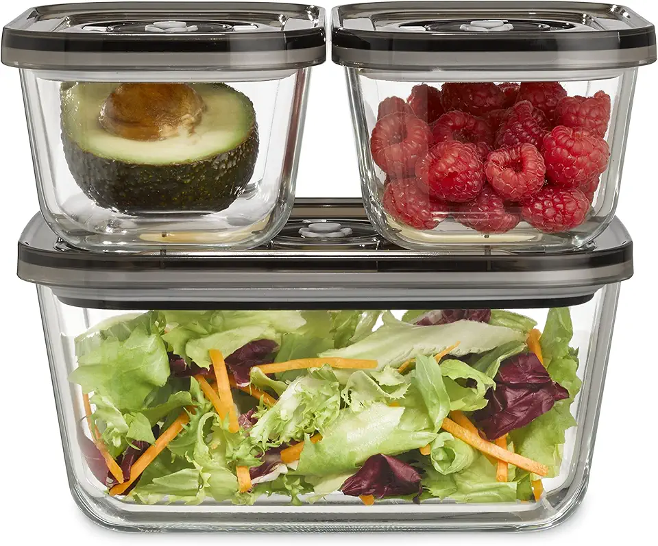 Caso – VacuBoxx Eco-Set – 3 contenants verre, résistant, lavable, vide