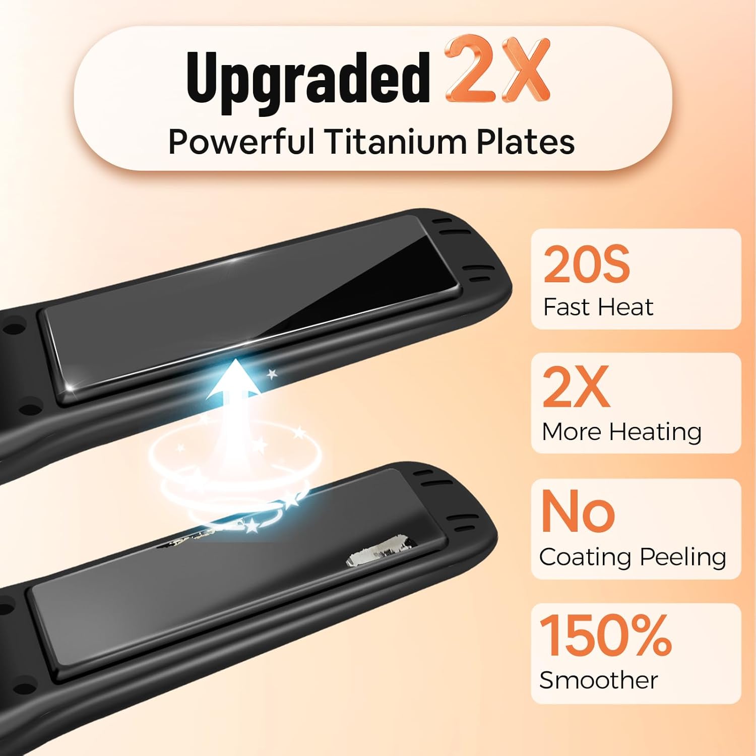 SUNMAY - Lisseur 2en1 sans fil, titane, 5000mAh, 3 températures, mini, noir